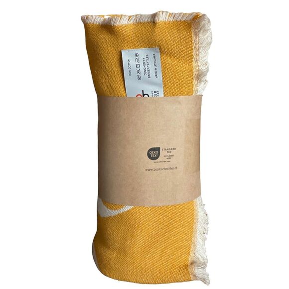 NEW Barker Textiles Yellow Luxury Oversized Throw Floral Print 55” x 71” - Picture 2 of 7